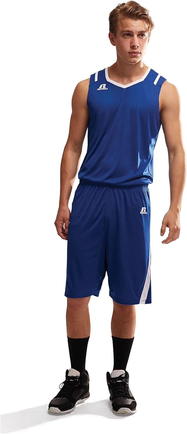 imageRussell Athletic Mens Athletic Cut Basketball ShortsCardinalWhite