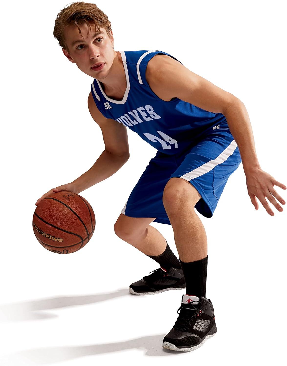 imageRussell Athletic Mens Athletic Cut Basketball ShortsCardinalWhite