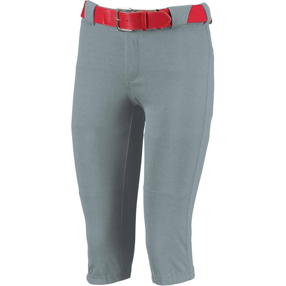 imageRussell Athletic Girls Knicker Softball Pants  Belted with Back Pockets Low Rise Style for Comfort on The FieldBaseball Grey