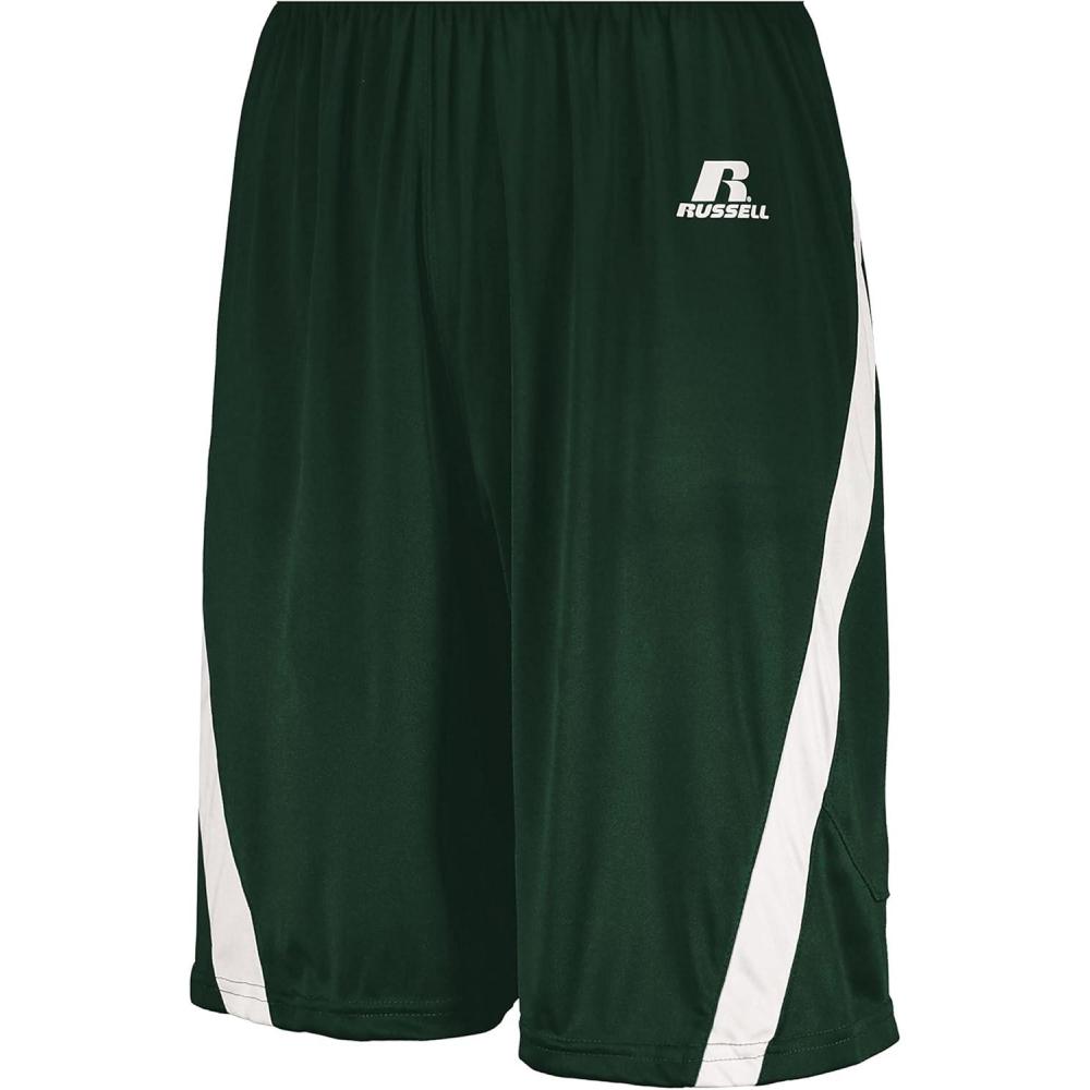 imageRussell Athletic Mens Athletic Cut Basketball ShortsDark GreenWhite