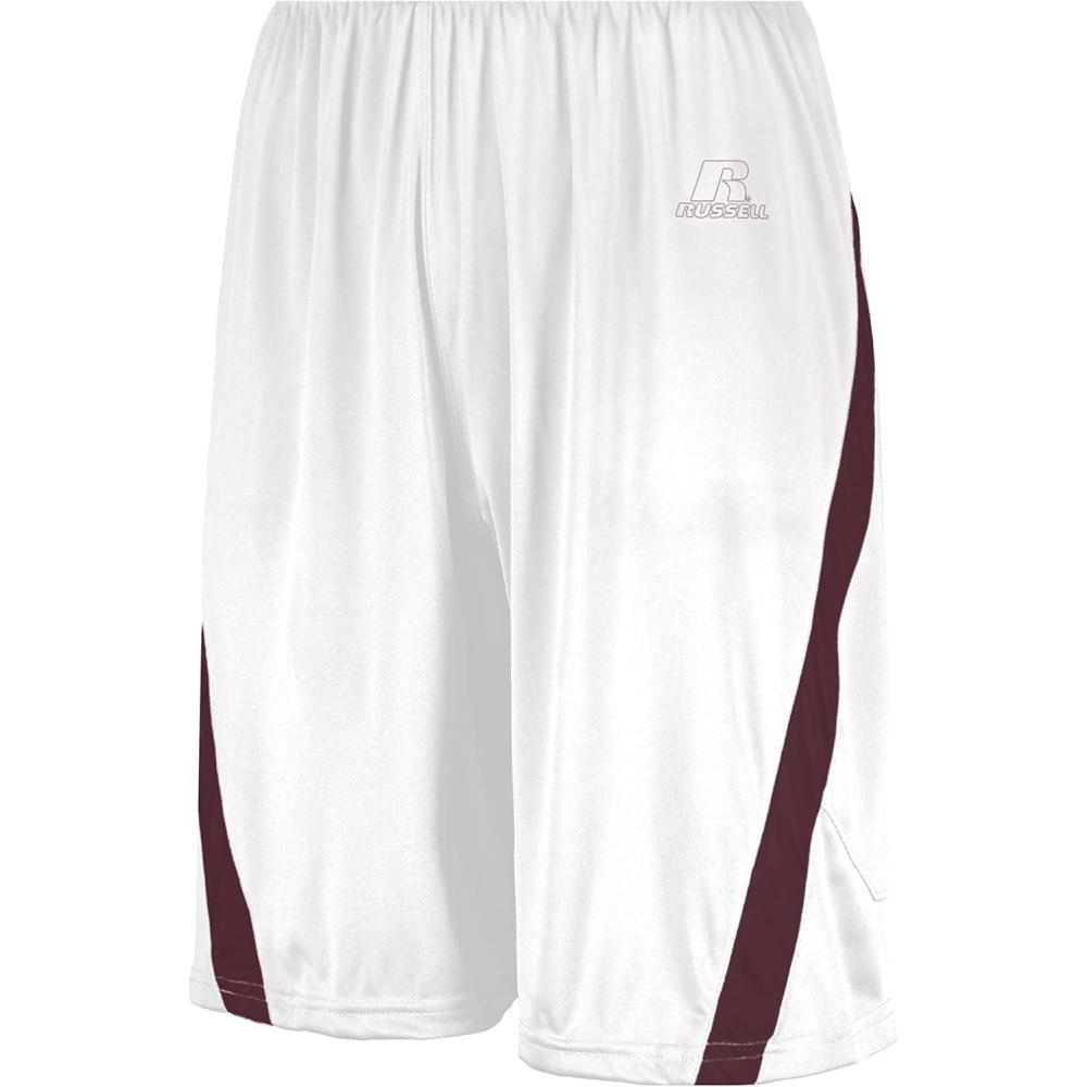 imageRussell Athletic Mens Athletic Cut Basketball ShortsWhiteMaroon