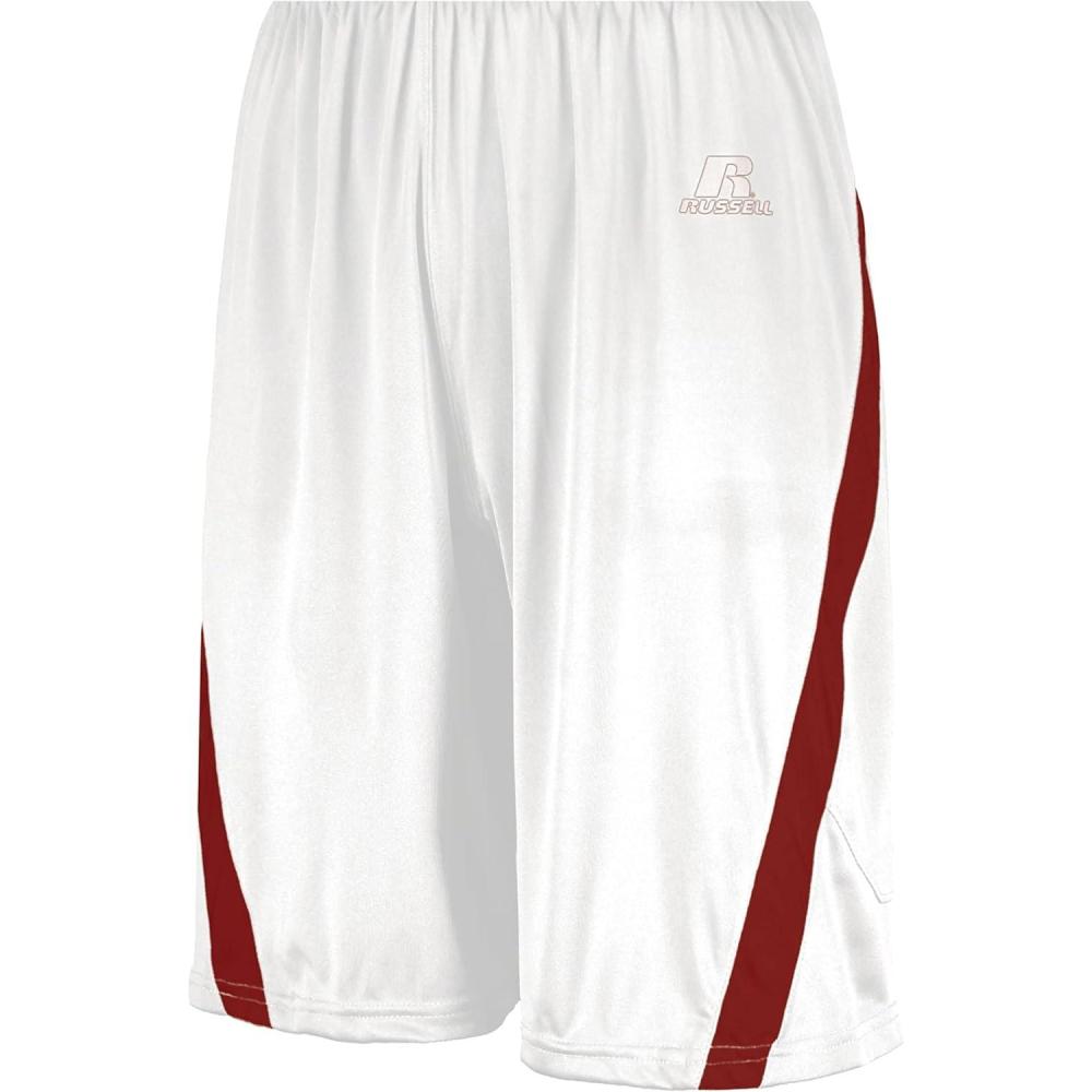 imageRussell Athletic Mens Athletic Cut Basketball ShortsWhiteTrue Red