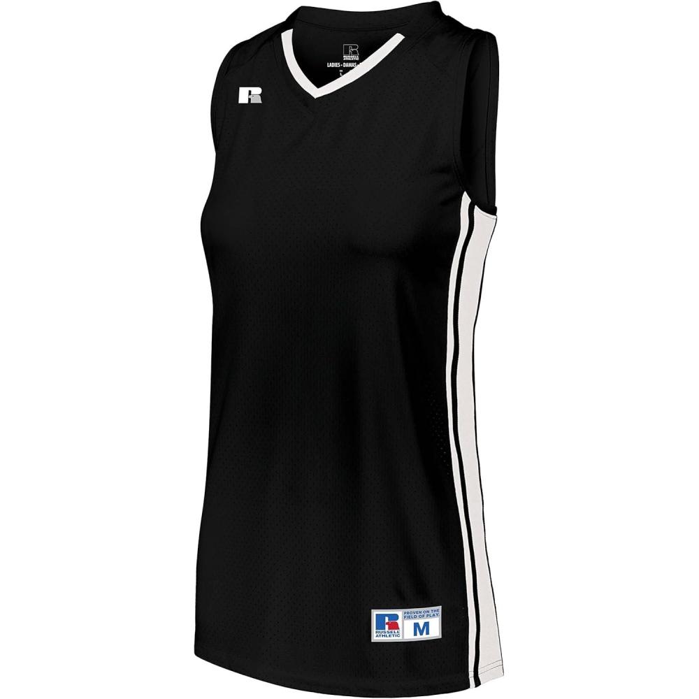 imageRussell Athletic Womens Ladies Legacy Basketball JerseyBlackWhite