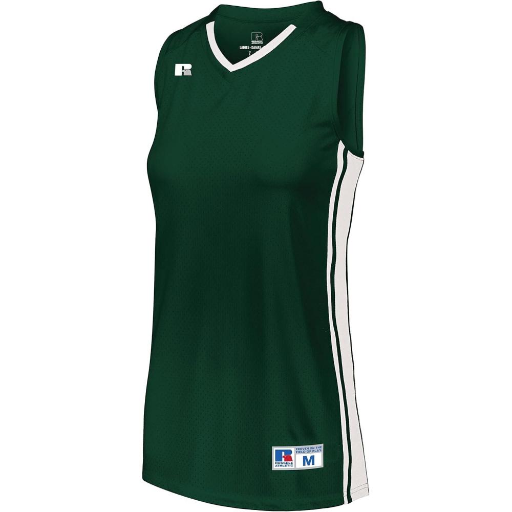 imageRussell Athletic Womens Ladies Legacy Basketball JerseyDark GreenWhite
