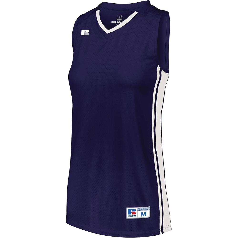 imageRussell Athletic Womens Ladies Legacy Basketball JerseyPurpleWhite