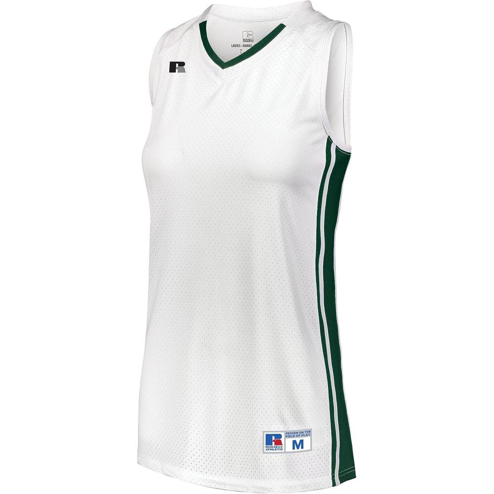 imageRussell Athletic Womens Ladies Legacy Basketball JerseyWhiteDark Green