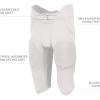 Mens Russell Athletic Mens Integrated 7-Piece Pad Football Pant – Premium Padded Football Pants for Adults(White)