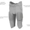 Russell Athletic Boys Integrated 7-Piece Pad Football Pant(Grid Iron Silver)