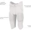 Russell Athletic Boys Integrated 7-Piece Pad Football Pant(White)