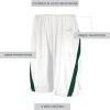 Russell Athletic Men’s Athletic Cut Basketball Shorts(White/Dark Green)
