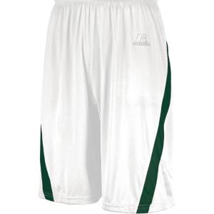 Russell Athletic Men’s Athletic Cut Basketball Shorts(White/Dark Green)