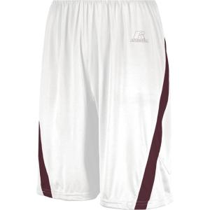 Russell Athletic Men’s Athletic Cut Basketball Shorts(White/Maroon)