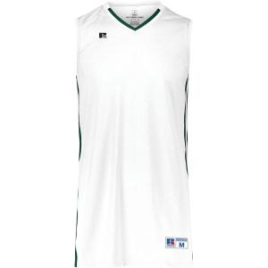 Russell Athletic Men’s Legacy Basketball Jersey(White/Dark Green)