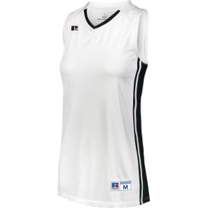 Russell Athletic Women’s Ladies Legacy Basketball Jersey(White/Black)
