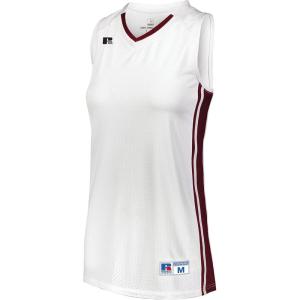 Russell Athletic Women’s Ladies Legacy Basketball Jersey(White/Cardinal)
