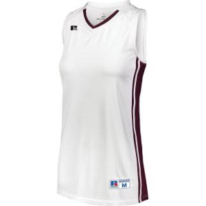 Russell Athletic Women’s Ladies Legacy Basketball Jersey(White/Maroon)