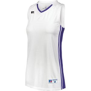 Russell Athletic Women’s Ladies Legacy Basketball Jersey(White/Purple)