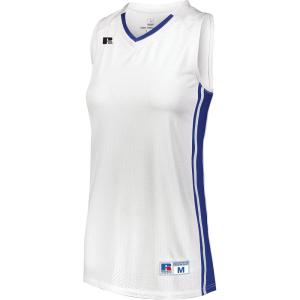 Russell Athletic Women’s Ladies Legacy Basketball Jersey(White/Royal)