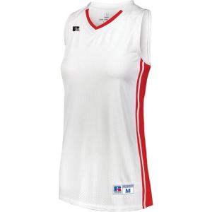 Russell Athletic Women’s Ladies Legacy Basketball Jersey(White/True Red)