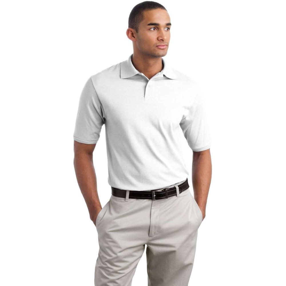 imageJerzees Mens Long Sleeve Polo Shirts Cotton Blend Two Button Closure Regular Fit Sizes S2xWhite