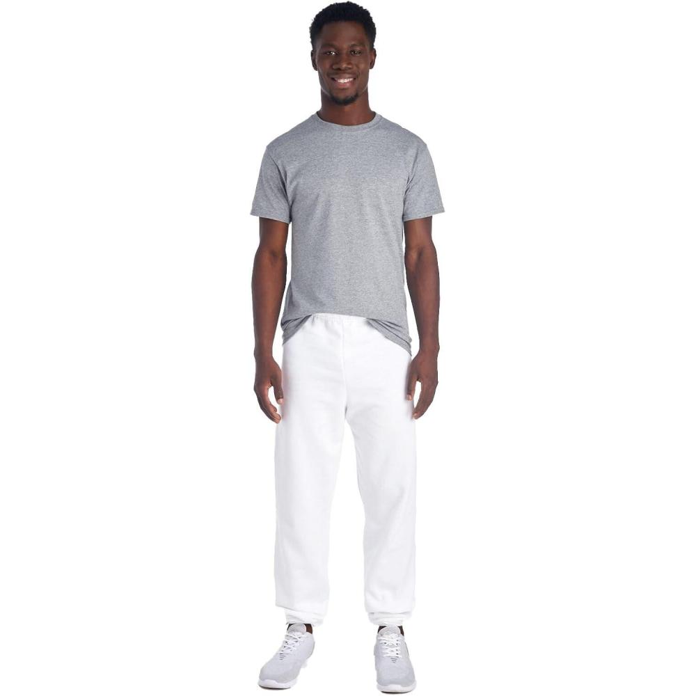 imageJerzees Mens NuBlend Fleece Joggers with Pockets Relaxed Fit Cotton BlendWhite
