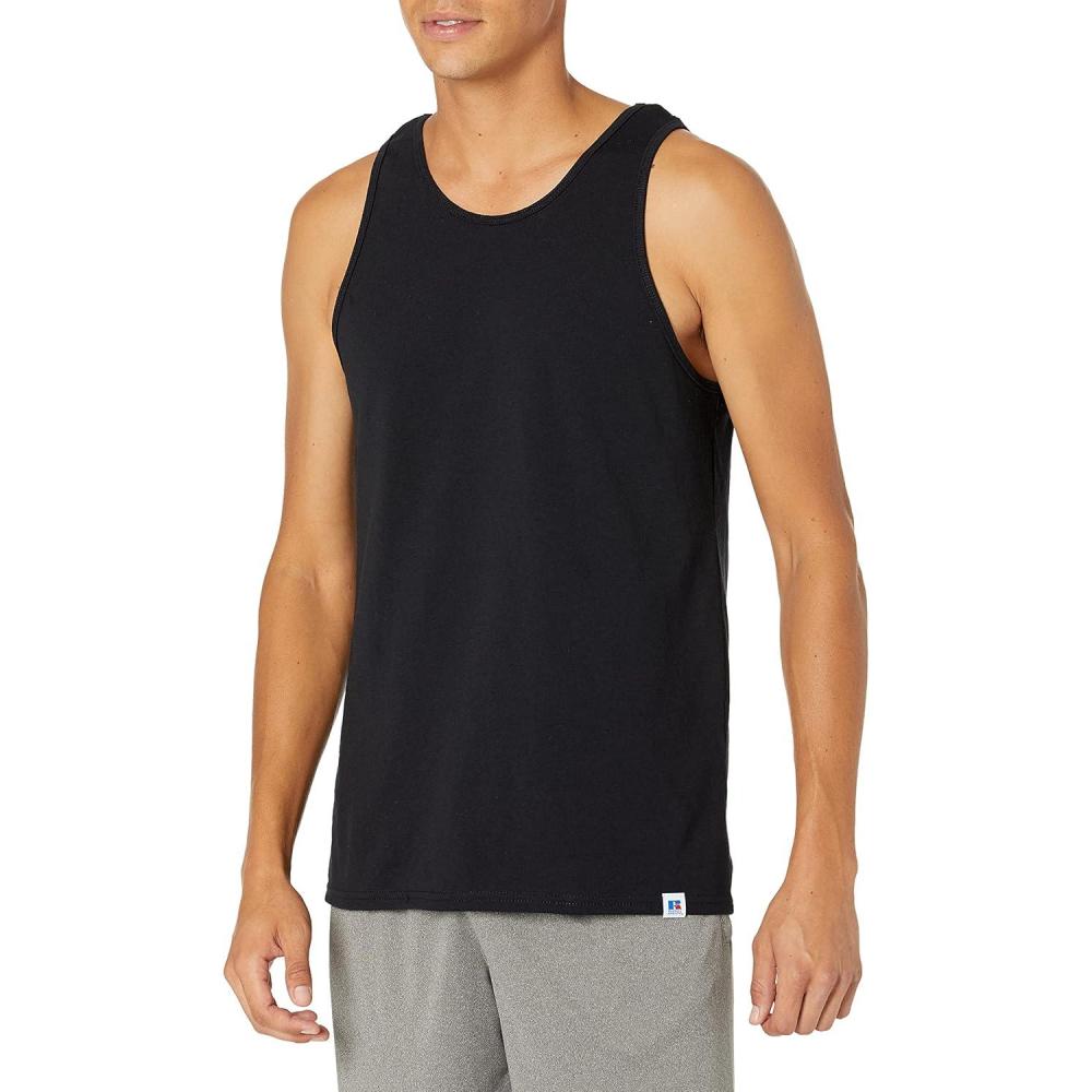 imageRussell Athletic Mens DriPower Cotton Blend Tees ampamp Tanks Moisture Wicking Odor Protection UPF 30 Sizes S4xBlack