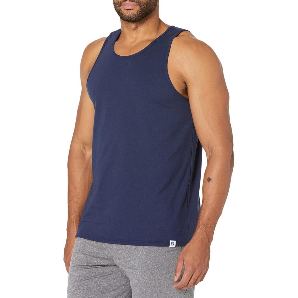 imageRussell Athletic Mens DriPower Cotton Blend Tees ampamp Tanks Moisture Wicking Odor Protection UPF 30 Sizes S4xNavy