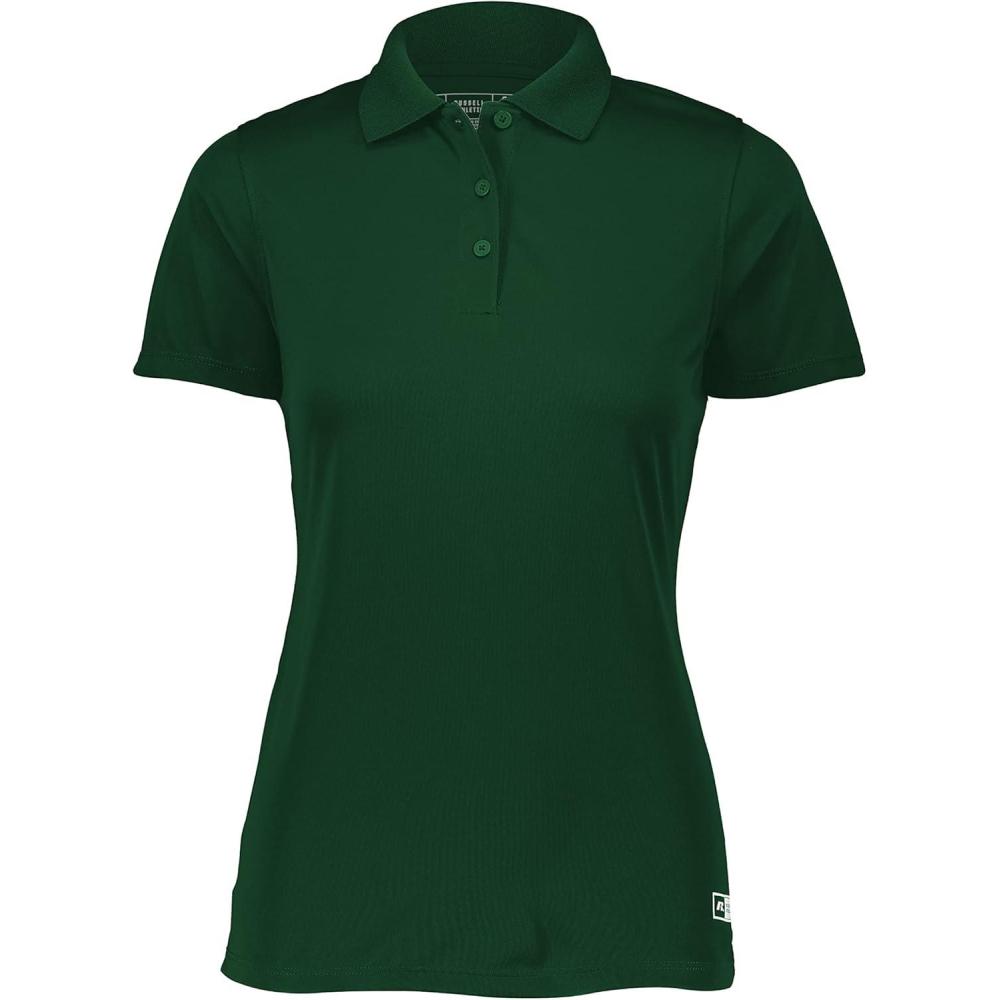imageRussell Athletic Womens Essential Polo Shirt MoistureWicking UPF 30 ProtectionDark Green