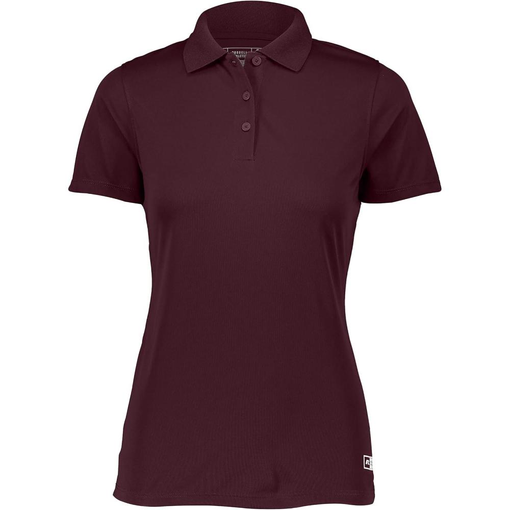 imageRussell Athletic Womens Essential Polo Shirt MoistureWicking UPF 30 ProtectionMaroon