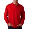 Jerzees Men’s Long Sleeve Polo Shirts, Cotton Blend, Two Button Closure, Regular Fit, Sizes S-2x(True Red)