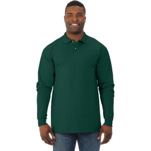 Jerzees Men’s Long Sleeve Polo Shirts, Cotton Blend, Two Button Closure, Regular Fit, Sizes S-2x(Forest Green)