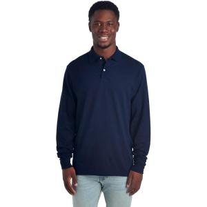 Jerzees Men’s Long Sleeve Polo Shirts, Cotton Blend, Two Button Closure, Regular Fit, Sizes S-2x(Navy – Spotshield)