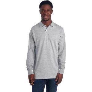 Jerzees Men’s Long Sleeve Polo Shirts, Cotton Blend, Two Button Closure, Regular Fit, Sizes S-2x(Oxford – Spotshield)
