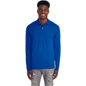 Jerzees Men’s Long Sleeve Polo Shirts, Cotton Blend, Two Button Closure, Regular Fit, Sizes S-2x(Royal – Dri-power)