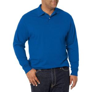 Jerzees Men’s Long Sleeve Polo Shirts, Cotton Blend, Two Button Closure, Regular Fit, Sizes S-2x(Royal – Spotshield)