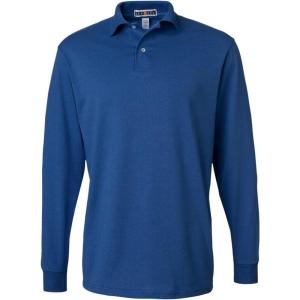 Jerzees Men’s Long Sleeve Polo Shirts, Cotton Blend, Two Button Closure, Regular Fit, Sizes S-2x(Royal)