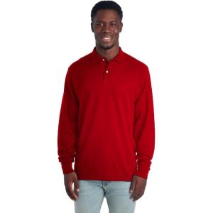 Jerzees Men’s Long Sleeve Polo Shirts, Cotton Blend, Two Button Closure, Regular Fit, Sizes S-2x(True Red – Dri-power)