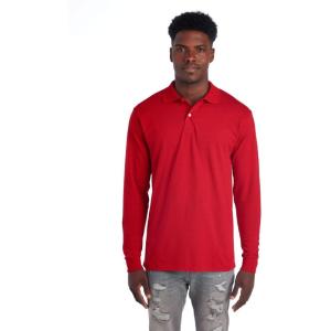 Jerzees Men’s Long Sleeve Polo Shirts, Cotton Blend, Two Button Closure, Regular Fit, Sizes S-2x(True Red – Spotshield)