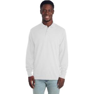 Jerzees Men’s Long Sleeve Polo Shirts, Cotton Blend, Two Button Closure, Regular Fit, Sizes S-2x(White – Dri-power)