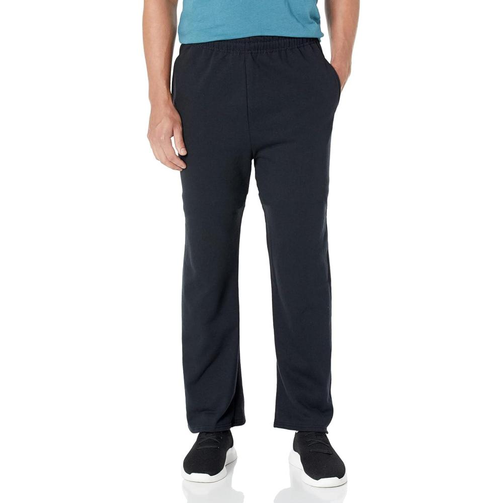 imageJerzees Mens NuBlend Fleece Open Bottom Sweatpants with Pockets Relaxed Fit Cotton BlendBlack