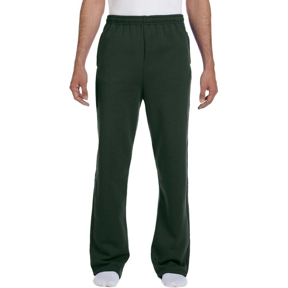 imageJerzees Mens NuBlend Fleece Open Bottom Sweatpants with Pockets Relaxed Fit Cotton BlendForest Green