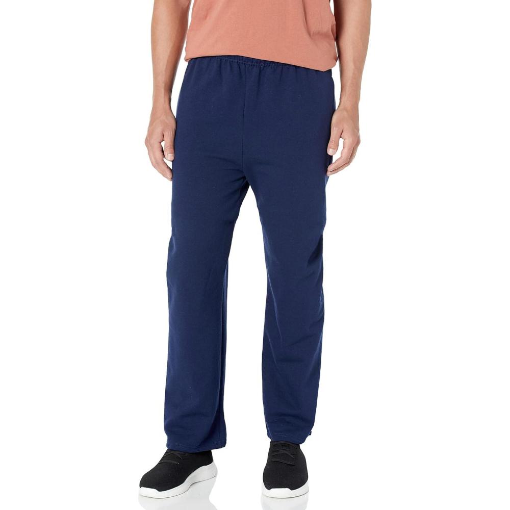 imageJerzees Mens NuBlend Fleece Open Bottom Sweatpants with Pockets Relaxed Fit Cotton BlendNavy
