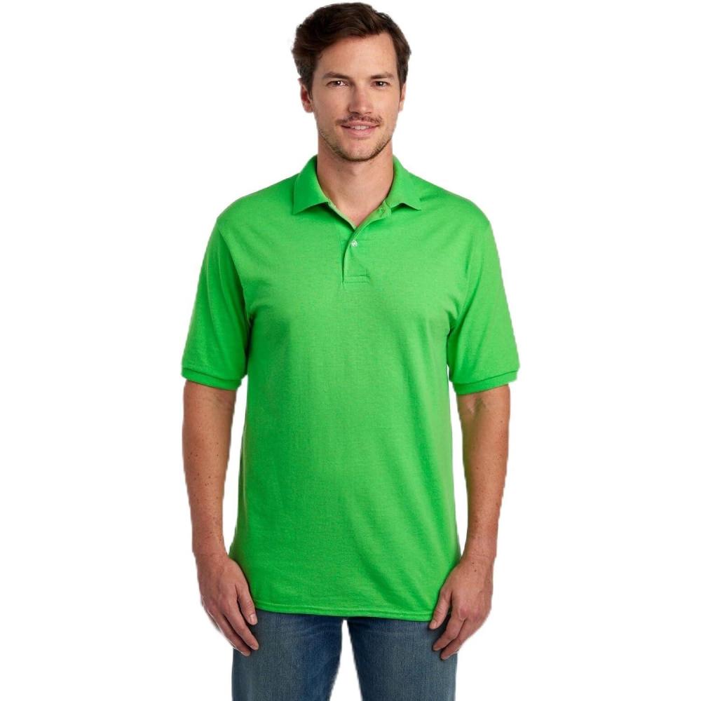 imageJerzees Mens Short Sleeve Polo Shirts Cotton Blend Two Button Closure Regular Fit Sizes S5xKiwi  Dripower