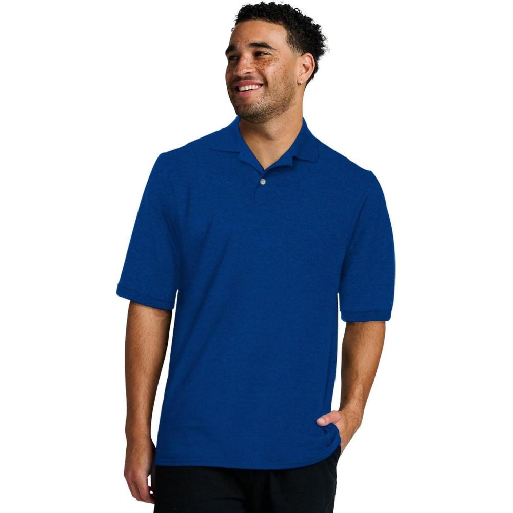 imageJerzees Mens Short Sleeve Polo Shirts Cotton Blend Two Button Closure Regular Fit Sizes S5xRoyal  Dripower