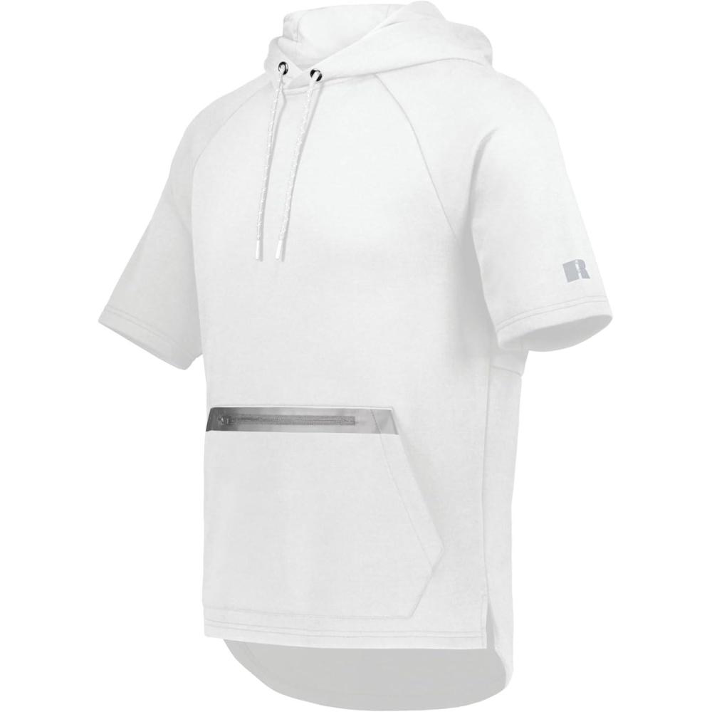 imageRussell Athletic Legend Tech Fleece Hoodie  Warm Breathable Cage Jacket with Pocket  Outdoor ampamp Everyday ComfortWhiteGrid Iron Silver