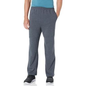 Jerzees Men’s NuBlend Fleece Open Bottom Sweatpants with Pockets, Relaxed Fit, Cotton Blend(Black Heather)