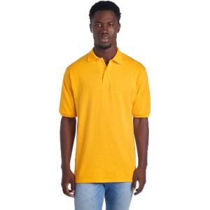 Jerzees Men’s Short Sleeve Polo Shirts, Cotton Blend, Two Button Closure, Regular Fit, Sizes S-5x(Gold – Dri-power)