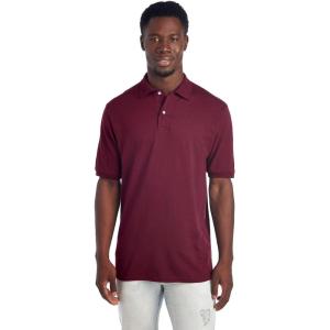 Jerzees Men’s Short Sleeve Polo Shirts, Cotton Blend, Two Button Closure, Regular Fit, Sizes S-5x(Maroon – Spotshield)