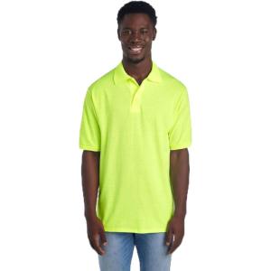 Jerzees Men’s Short Sleeve Polo Shirts, Cotton Blend, Two Button Closure, Regular Fit, Sizes S-5x(Safety Green – Dri-power)