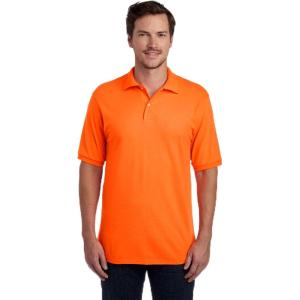 Jerzees Men’s Short Sleeve Polo Shirts, Cotton Blend, Two Button Closure, Regular Fit, Sizes S-5x(Safety Orange – Dri-power)